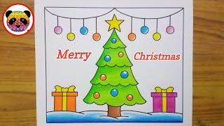 Merry Christmas Drawing  Christmas Drawing Easy Steps  Christmas Tree DrawingChristmas Painting [upl. by Maretz]