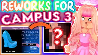 THESE ITEMS COULD BE REWORKED FOR CAMPUS 3 ROBLOX Royale High New School Update Theory [upl. by Ruyam455]