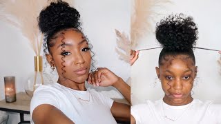 Curly bun with bangs tutorial  SUPER EASY Cennedy Elexis [upl. by Urial675]