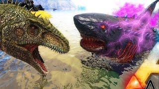 ARK Survival Evolved  JURASSIC WORLD COLOSSUS 04 MEGALODON IN ARK VS ALPHA MOSA amp GIGA  Gameplay [upl. by Enelyak461]