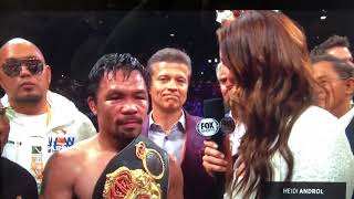 Manny Pacquiao Keith Thurman post fight interview20072019 [upl. by Frech]