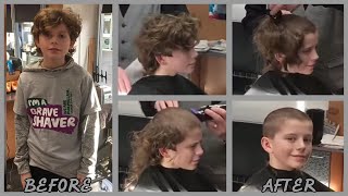 A Brave amp Cute Boy John Long Hair Headshave At Barbershop For Hair Donation [upl. by Crispas]