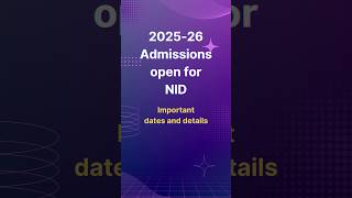 NID 202526 Admission details nid nidentrance designeducation [upl. by Rana]