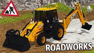 ROADWORKS IN FARMING SIMULATOR 17  JCB 3CX [upl. by Martha]