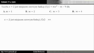 Zadanie 17a  matura z matematyki miejsce zerowe  parametr zestaw 1 [upl. by Landahl589]