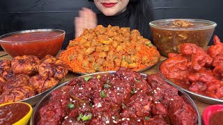 ASMR EATING CHILLI CHICKENCHICKEN LOLLIPOPMANCHURIAN MOMOCHICKEN MANCHURIANNOODLES [upl. by Anahsed]