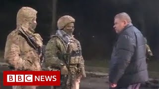 People in Ukraine standing up to Russian troops  BBC News [upl. by Ozner]