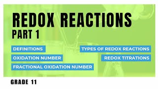 Redox Reactions  Part 1  Grade 11 [upl. by Stock]