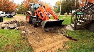 Kubota M7060 Tearing Up The Asphalt  New Driveway Install [upl. by Mable35]