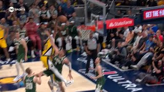 Myles Turner RIDICULOUS POSTER on Brooke Lopez 😱 [upl. by Claudie]