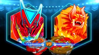 ACHILLES A4 VS SPRYZEN S4 BEYBLADE BURST APP [upl. by Yarg76]