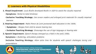 Chapter 3 Typology of Learners with Special Needs [upl. by Nnylirehs]