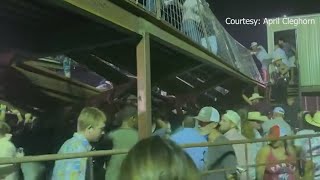 Kendall County Fair attendees shaken up after terrifying bleacher collapse incident [upl. by Annaer480]