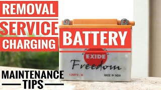 BATTERY MAINTENANCE PROCESS amp TIPS  HOW TO REMOVE BATTERY  BATTERY CHARGING  TVS APACHE RTR 200 [upl. by Fabron764]