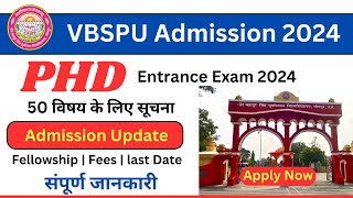 Phd Admission New Update 2024  State UNIVERSITY  VBSPU PHD 2024  PHD NOTIFICATION 2024 [upl. by Mackey793]