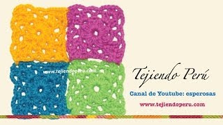 Motivo o pastilla cuadrada tejida en crochet  2 [upl. by Hcirteid]