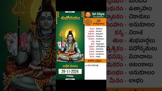 రాశి ఫలాలు  Daily Panchangam and Rasi Phalalu Telugu  29th November 2024  Sri Diya Telugu [upl. by Aicelet]