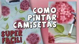 Pintura en Tela Hortensias Paint on Fabric Camisetas Personalizadas Pintar Tela DIY Pintura Facil [upl. by Reggie]