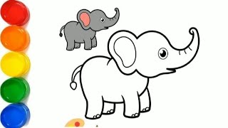 Elephant easy drawing for kids and toddlers step by step [upl. by Cirdes]