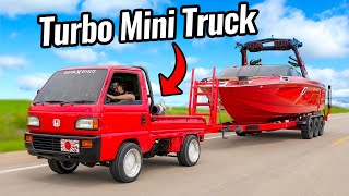 Turbo Mini Truck Pulls Wakeboard Boat [upl. by Elleirua]