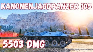 Kanonenjagdpanzer 105  5503 Damage  Cliff  World of Tanks [upl. by Elletnuahs]