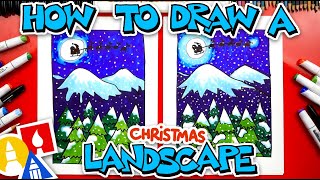 How To Draw A Christmas Landscape [upl. by Krutz506]