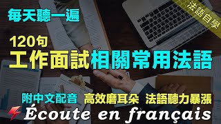 ⚡️讓你的法語聽力暴漲｜保母級法語聽力練習｜每天堅持聽一遍 越聽越清晰｜120句工作面試相關常用法語 ｜附中文配音｜影子跟讀 聽力口語效果翻倍｜磨耳朵法語聽力練習｜Foudre Français [upl. by Hanyaz]