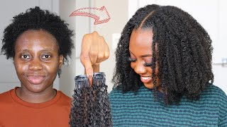 Hair Transformation NO Wig NO Leave Out  Natural Clip Ins style on short 4c Hair  curls queen [upl. by Anitak16]