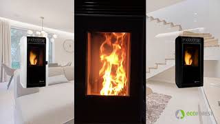 Estufa de pellets Vigo encendida  Fireplace pellet stove Vigo  Ecoforest [upl. by Ayrb]