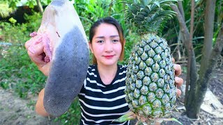 Yummy Cow Tongue Cooking Pineapple  Cow Tongue Recipe  Cooking With Sros [upl. by Viglione]