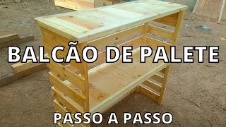 ✅PASSO A PASSOCOMO FAZER BALCÃO DE PALETES  PALLET COUNTERWoodWorkingPallet [upl. by Latoniah]