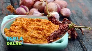 Tomato Coconut Chutney Recipe South Indian Chutney by Tarla Dalal [upl. by Noseaj]