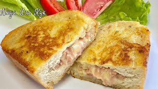 Хрустящие ГРЕНКИ НА ЗАВТРАК с сыром и ветчиной сытно и вкусно Люда Изи Кук завтраки перекус [upl. by Orel707]