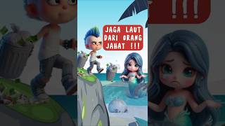 JAHAT ⁉️orang buang sampah ada putri duyung animasi dubbing sakura shorts shortsfeed mermaid [upl. by Chapell]