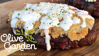 Olive Garden Parmesan Alfredo Crusted Steak  Gorgonzola Topped Ribeye Steak  Copy Cat Recipe [upl. by Notsnarc]