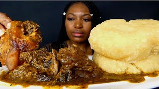 Asmr mukbang atama soup with Garri fufu [upl. by Aremahs35]