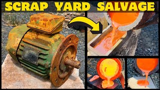 Scrap Yard Salvage amp Nordic Gold Slag Melt  ASMR Metal Melting  Trash To Treasure  Halloween pour [upl. by Xed873]