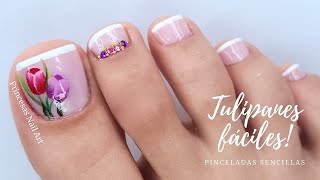 ❤ ¿CÓMO DECORAR las UÑAS de los PIES FÁCILES PASO a PASO con FLORES 💐 [upl. by Dotson]