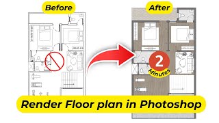 The EASIEST WAY of RENDERING FLOOR PLANS in Photoshop under 345 minutes [upl. by Raffaello548]