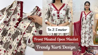 Trendy Front Pleated Open Placket Kurti Cutting And StitchingNew Kurti DesignTrendy Kurti Design [upl. by Surtimed634]