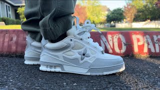 Louis Vuitton Skate Sneaker White Grey  On Foot Review and Sizing Guide  Option B [upl. by Yeung952]