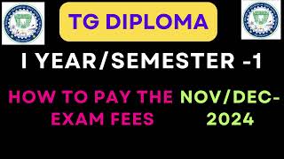 SBTET TELANGAN DIPLOMAHow to pay the fees for END Sem I Examination NovDEC 2024 [upl. by Isman]