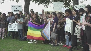 Grapevine protest High school students walkout to oppose transphobic policy change [upl. by Danziger]