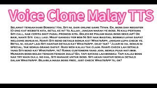 Voice Clone Malay TTS [upl. by Aitnwahs]