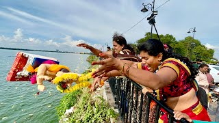 Ganesh Nimajjanam at Tank Bund  Ganesh Visarjan￼ Day 5th ￼ [upl. by Biel]