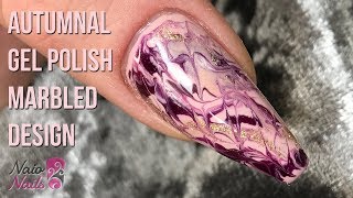 Easy Autumn Marbled Nail  Gel Polish Nail Design [upl. by Yelrehs433]