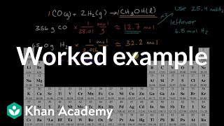 Worked example Calculating the amount of product formed from a limiting reactant  Khan Academy [upl. by Jb]