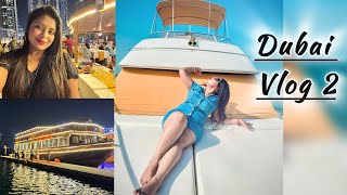 dubai vlog2 4HOURS YACHT RIDE  MARINA DHOW CRUISE DINNER SWIMMING IN WORLD TALLEST HOTEL GEVORA [upl. by Aneez]