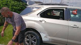 Quarter glass cut out WRD Orange Bat attached to door glass Chevy Equinox [upl. by Bayly19]