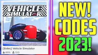 FUTURE CODES  NEW ROBLOX VEHICLE SIMULATOR CODES 2023 SIDES [upl. by Enelyad]